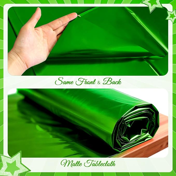2 pcs Green Tablecloth Plastic -Stunning Metallic Matte Finish, 40" x 108" Christmas Table Cloth, Perfect for Jungle Safari Wild One Birthday Party Wedding Baby Shower Decorations