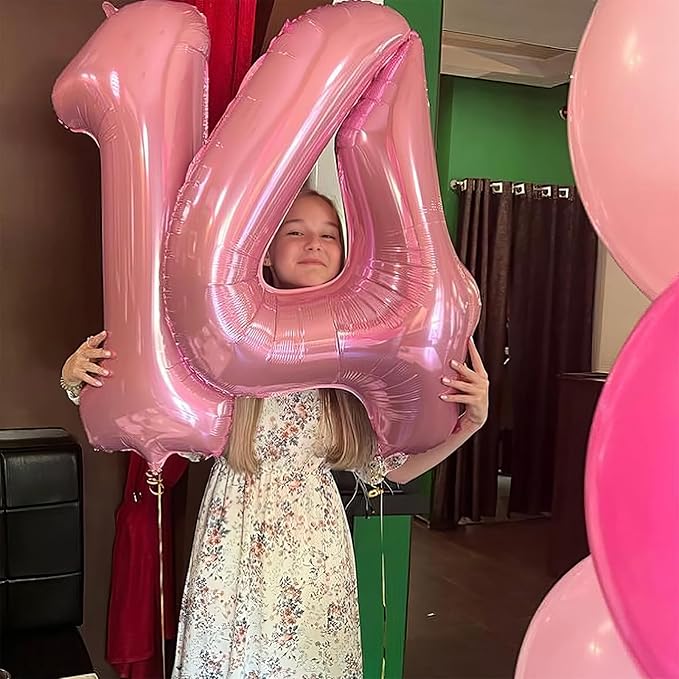 Light Pink 17 Balloon Number 40 Inch, Large Pink Number 17 Balloons, Macaron 17 Balloons Foil Helium 17 Birthday Balloons for Girls Women 17th or 71st Year Old Birthday Party Decorations Anniversary