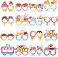 Pajean 32 Pcs Ice Cream Party Decorations Eyeglasses Ice Cream Themed Paper Glasses Summer Creams Photo Booth Props Frame 67 Birthday Decor for Sweet Summer 6 7 Birthday Party Baby Shower Supplies
