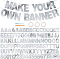 BEISHIDA 116 PCS A-Z DIY Letter Banner Kit Make Your Own Banner Double-sided Silver Including 111 Letters and Numbers 3 Rope and 9 Threading Device,Customized for Birthday Graduation Wedding Decor