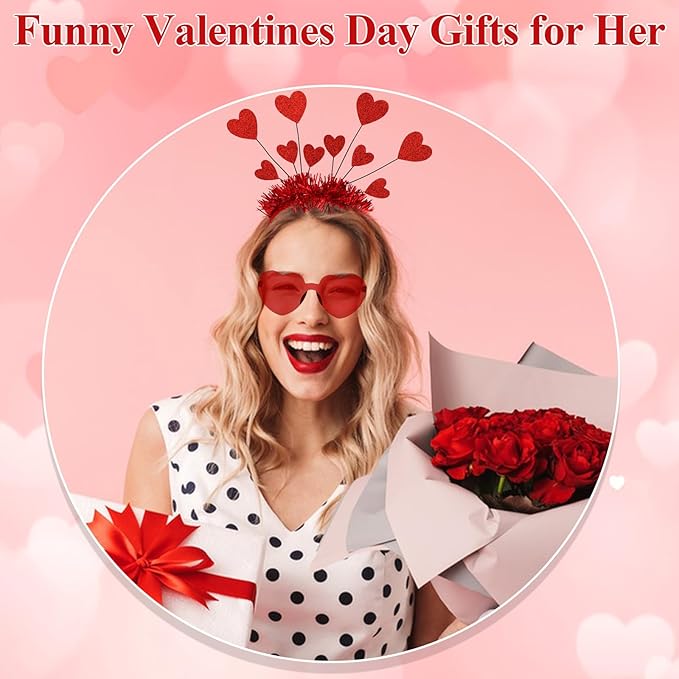 Semato valentines Day Headbands with Red Heart Sunglasses for Valentines Day Accessories Galentines Party Favors Halloween Costume