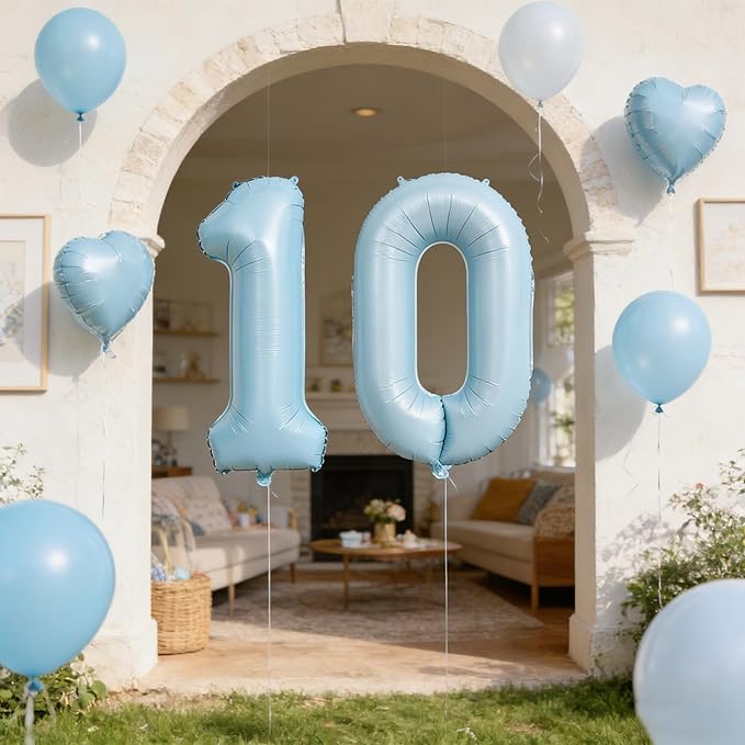 40 In Matte Blue Number Balloons Helium Foil Mylar Balloon Birthday Party banquet Decoration Digital 9
