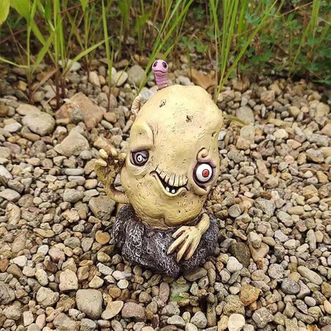 Halloween Vegetable Zombie Statue,Realistic Carrot Potato zombie Garden sculpture,Halloween Garden Decor,Outdoor Decorations for Patio Yard Walking Dead Zombie Gnome Graveyard Décor (Potato（A）)