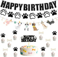 Dog Themed Puppy Paw Cake Toppe Happy Birthday Party Banner for Girls & Women DIY Party Supplies (Banner+Cake Topper)