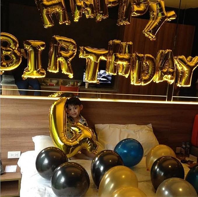 Glanzzeit 16 Inch Gold Balloons Decor Letters A to Z Numbers 0 to 9 for Wedding Prom Birthday Party (Letter R)