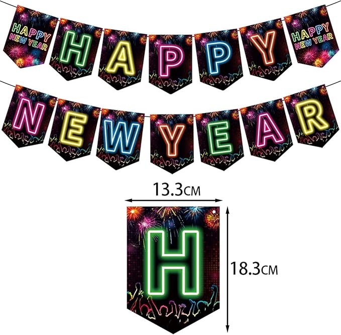 Happy New Year Decorations 2026 Colorful Happy New Year Banner & Ceiling Hanging Swirls Perfect for New Years Eve Party Supplies 2026