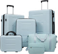6 Pcs ABS Hardshell Luggage Set Spinner Wheel Suitcase Suitcase Baby Blue