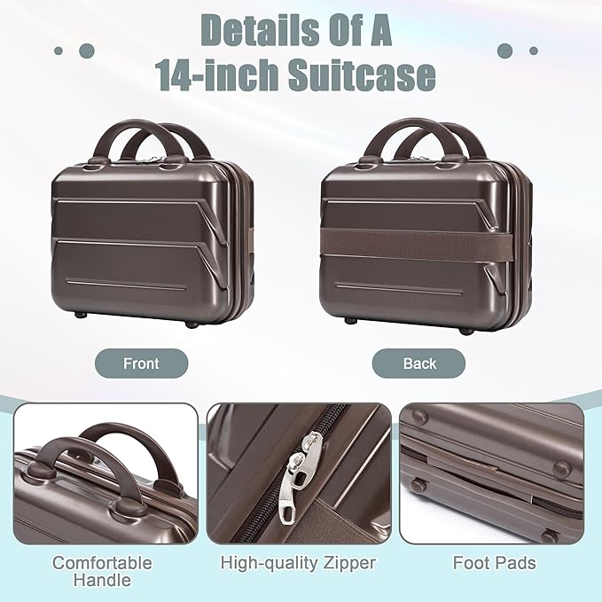 20+14 Inch Hardshell Luggages, Lightweight Durable ABS Suitcase with Spinner Wheels