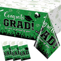 3 Pack Graduation Tablecloth Party Decorations, Class of 2026 Congrats Grad Plastic Tablecover Party Supplies, Green Rectangle Graduation Table Decorations for College High School Party, 54 x 108 Inch