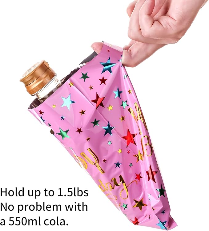 6.7 * 9.8inch Happy Birthday Party Favor Bags 40 PCS, Plastic Goodies Loot Gift Bags Bulk for Kids Baby Girls & Boys Birthday Party Supples (B Style 40 Packs)