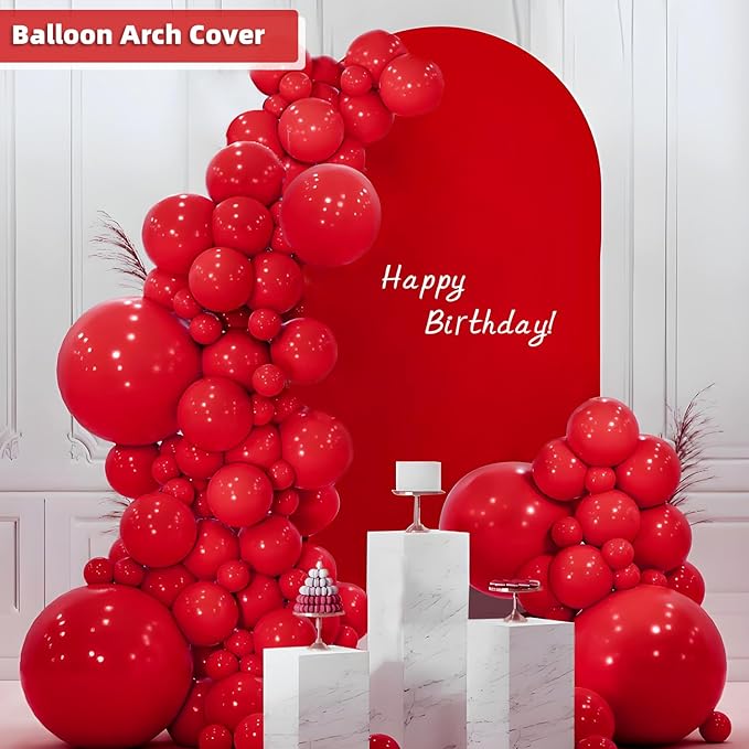 HEMMOTOP Red Arch Cover 7.2 ft (No Arch Stand), Spandex Wedding Balloon Stretchy Arch Backdrop for Christmas, New Year, Valentine's Day, Party, Ceremony, Birthday, Baby Shower, Anniversary Decoration