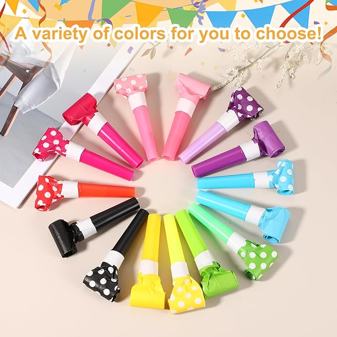 uxcell 20 Pcs Colorful Noise Makers Plastic Party Blowers Party Favors for Birthday Parties Holiday Christmas New Years Gift Favors, Red