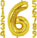 Gold Number 6 Balloon 40 Inch, Big Large Foil Helium Number Balloons, Jumbo Giant Mylar Number 6 Balloons for 6 Year Old Birthday Party Decorations Supplies Anniversary Celebration
