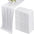 12 Pack Boho Gauze Table Runner - 35x72 Inch Rustic Cheese Cloth Long Table Runner for Wedding, Bridal Shower, Birthday Party Decor (White)