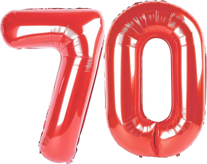 Red Jumbo Number 70 Balloon 40 Inch, Women Men 70 Birthday Supplies, Foil Helium 70 Birthday Giant Balloon, Mylar Red Number Balloons Anniversary Decorations