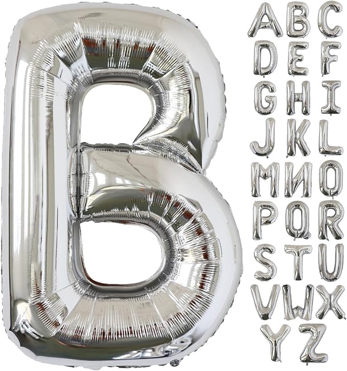 KALOR 40 Inch Silver Letter B Balloons Jumbo Foil Mylar Helium Big Balloons for Birthday Party Anniversary Baby Shower Supplies