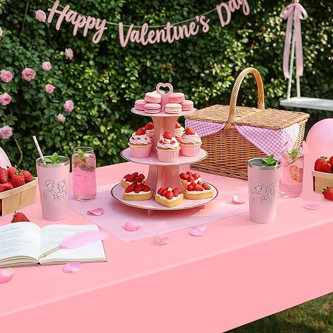 Smiry Disposable Table Cloth - 15 Pack, 54 x 108 Inch Waterproof Rectangle Tablecloths for Easter Party, Valentines & Mothers Day Decorations, Decorative Plastic Table Cover, Leakproof & Sturdy, Peach