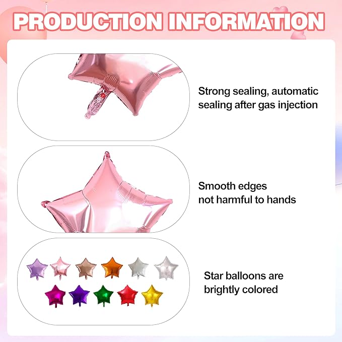 110 Pcs Star Shaped Foil Balloons 18 Inch Foil Helium Balloons Star Balloon for Party, Birthday, Wedding Decoration, New Year Eve Party (11 Colors)