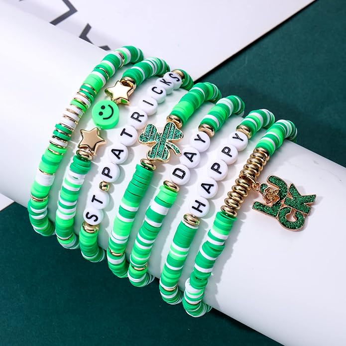 Surfer Heishi Bracelets for Women Stackable Rainbow Vinyl Disc Clay Beaded Stretch Bracelets Elastic Layering Friendship Bracelets Boho Summer Beach Jewelry