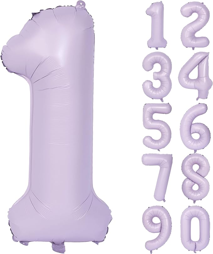 40 In Matte Purple Number Balloons Helium Foil Mylar Balloon Birthday Party banquet Decoration Digital 1