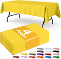 Yellow Plastic Table Cloth - 4 Pack 54" × 108" Rectangle Disposable Tablecloths for 6FT Tables, Table Cover for Easter Party, Holiday & Gathering Use