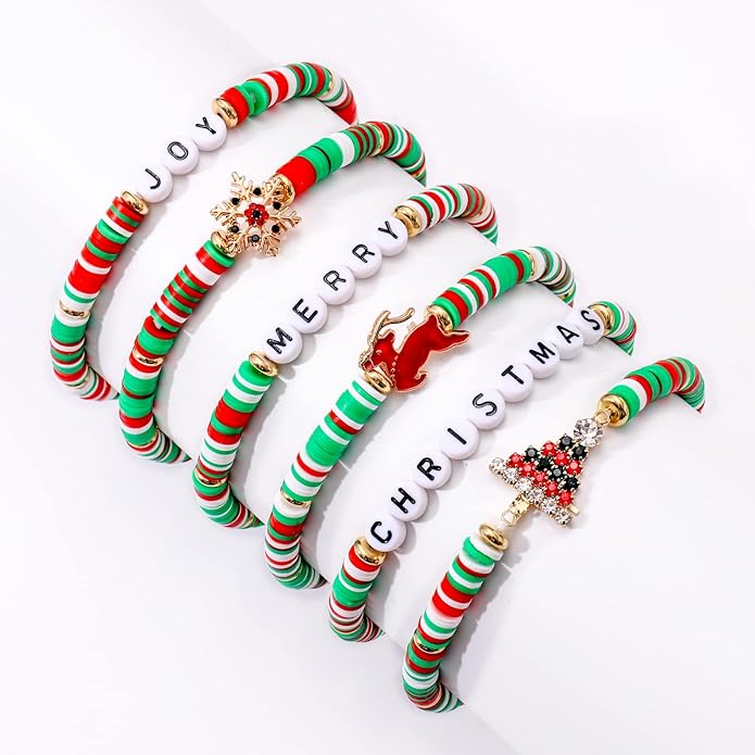 Surfer Heishi Bracelets for Women Stackable Rainbow Vinyl Disc Clay Beaded Stretch Bracelets Elastic Layering Friendship Bracelets Boho Summer Beach Jewelry