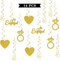 Maicaiffe We're Engaged Hanging Swirl Decorations - Glitter 14 Pcs Bridal Shower Party Supplies - Engagement Wedding Streamers - Bachelorette Party Foil Swirls Ceiling Decorations
