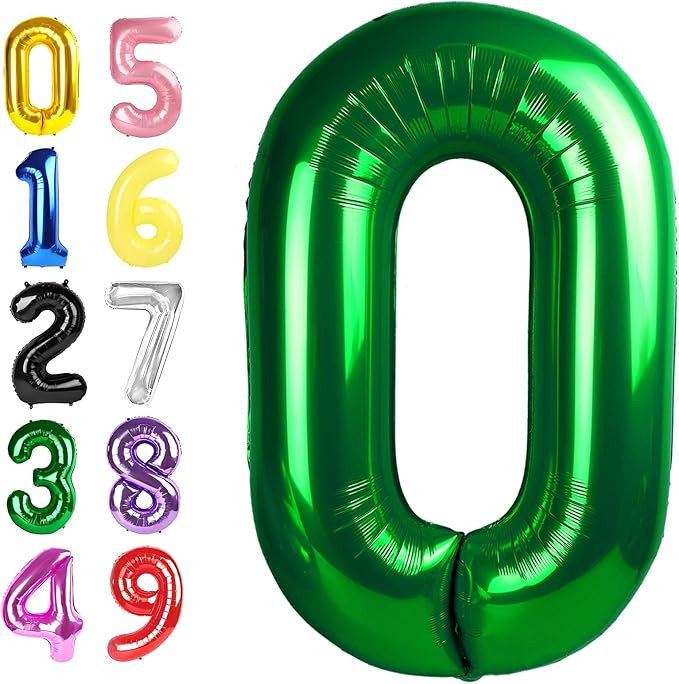 40 Inch Balloons Number, Dark Green Balloons for Birthday Party Decoration, Foil Number 0 Ballon for 0, 10, 20, 100, 2026 Celebration, Birthday, Baby Shower, Anniversary Decor