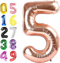 Number 5 Balloons 40 Inch Foil Balloons for Boys And Girls, Rose Gold Numbers Balloon for 5, 15, 25, 50 Birthday Party Decoration, Anniversary, Wedding, Single Supplies