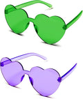 4E's Novelty 2 Pack Heart Shaped Sunglasses for Women - Trendy Glasses for Valentines, Mardi Gras, Men Party Outfit Accessory