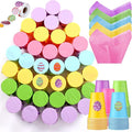50 Pack Easter Punch Party Game Set Funny Easter Activities Games DIY Prize Punch Box 50 Pcs 16oz Plastic Cup 50 Sheets Tissue Paper 150 Egg Shaped Stickers 100 Rubber Band(Multicolor)