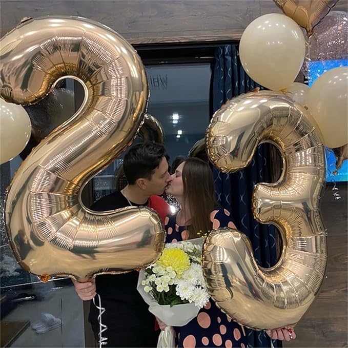 Light Gold Number 18 Birthday Balloons, 40 Inch Large Champagne Gold Foil Number 1 & 8 Balloons for 18 Year Old Boys Girls, Gold 18th Birthday Balloons for Women Men Anniversary Party Decorations