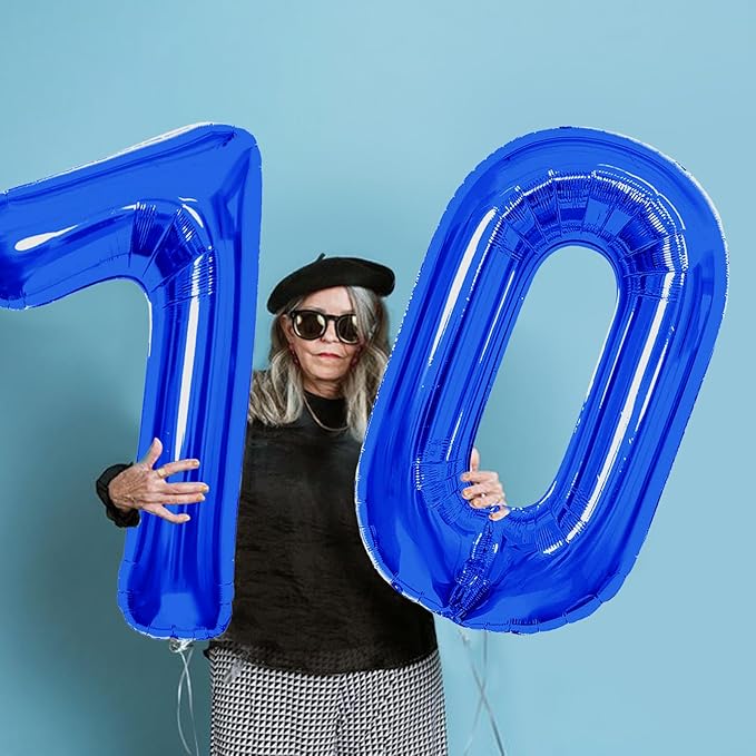 Number Balloons Navy Blue Balloons - Giant Number 70 Balloon, Blue 70th Number Balloon Birthday Decorations for Men