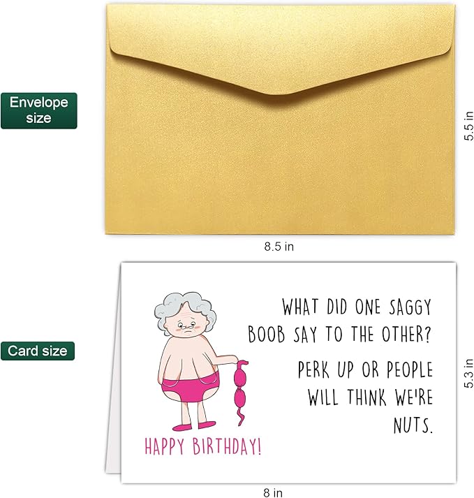Chenive Hilarious Birthday Card for Her, Rude Birthday Card for Women, Happy 50th 60th 70th Birthday Card for Female Friend