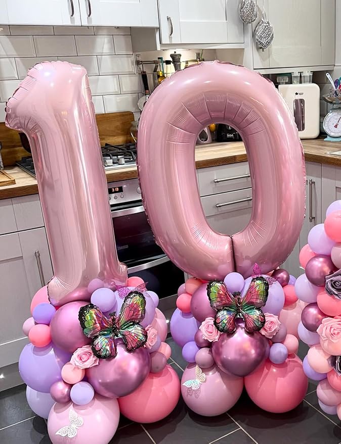 Pink Number 0 Balloons - 40 Inch Number Balloons Big Light Pink Foil Balloon, Mylar balloon for Girls Birthday, Baby Shower, and Princess Theme Party Decorations