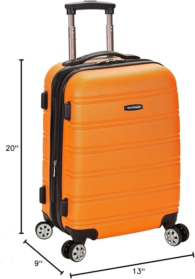 Rockland Melbourne Hardside Expandable Spinner Wheel Luggage, Carry-On 20", Orange