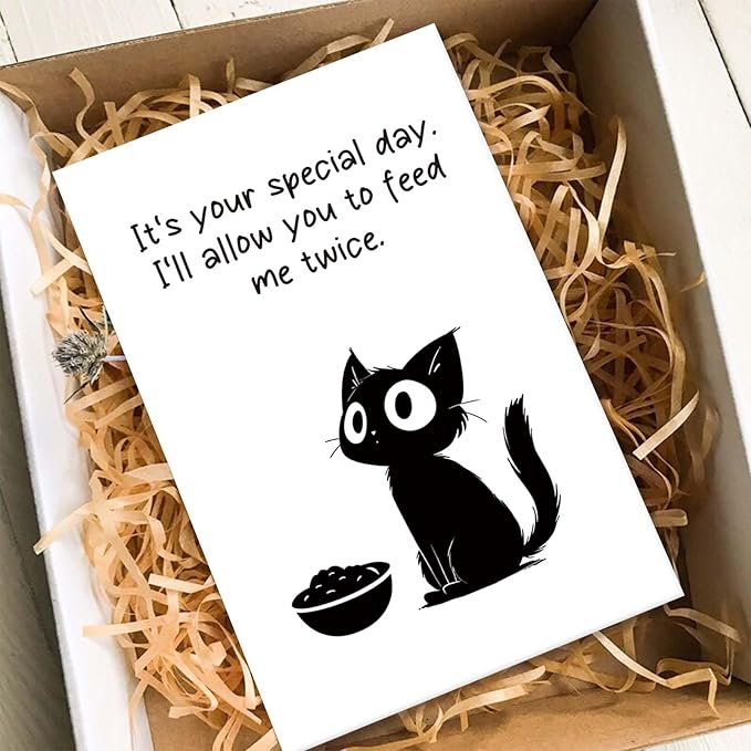 Cheeky Birthday Card from Cat, Funny Anniversary Card for Cat Lover, Humorous Special Day Gift for Woman Man