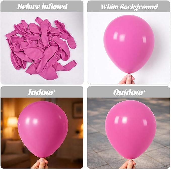 105pcs Retro Hot Pink Balloons 12inch Party Latex Balloons for Boys Girls Birthday Baby Shower Gender Reveal Wedding Sunflower Party Decorations