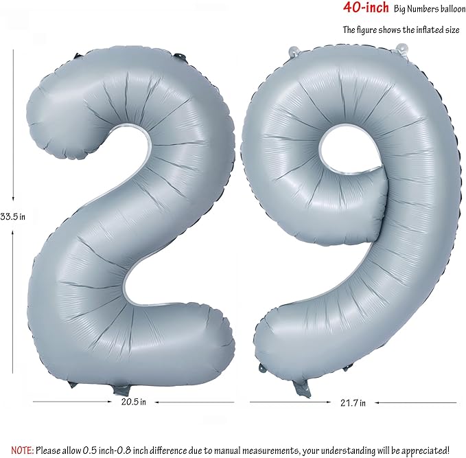 40 In Matte gray Number Balloons Helium Foil Mylar Balloon Birthday Party banquet Decoration 29
