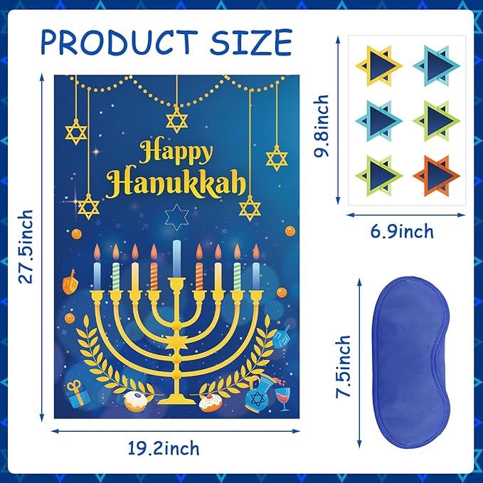 AUGSUN Hanukkah Games Chanukah Game for Kids Adults Hanukkah Decorations Chanukah Activities Pin The Star On The Menorah Hanukkahs Party Games Chanukah Party Favors Supplies Decorations