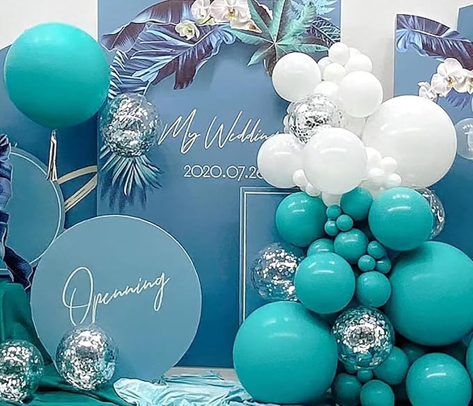 KALOR 36 Inch Giant Teal Blue Balloons, 6 Pack Large Round Teal Blue Latex Balloons for Anniversary, Birthday, Christmas, Wedding, Baby Shower Party Decorations