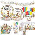 Easter Party Supplies, Happy Easter Party Tableware Set, Happy Easter Banner, Bunny Paper Plates Napkins Cups for Easter Spring Party Decorations