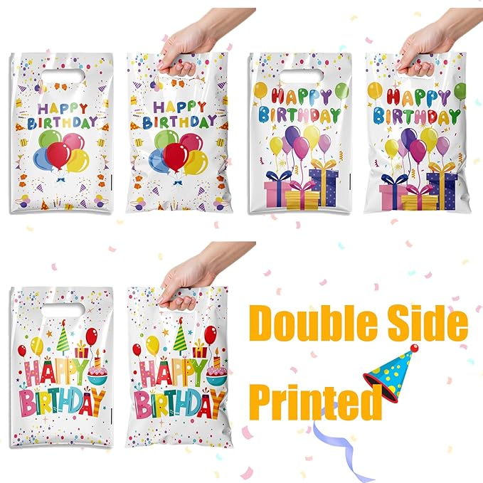 TESKEUP Party Favor Bags for Birthday Goodie Bags - Bulk Treat Gift Bags for Candy, Cookies, Snacks, Happy Birthday Party Supplies Classroom Treats, and Event Gifts (30 Pcs)