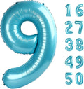40 inch Light Blue Number 9 Balloon Jumbo 19 29 39 90 99 Foil BalloonsGiant Large 9 Foil Balloon for Birthdays, Anniversaries, Graduations, 9th Birthday Decorations for Kids