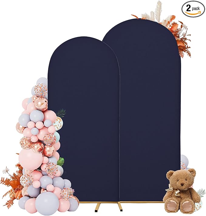 Arch Covers,Arch Backdrop Stand Fitted Cover for Wedding Birthday Party Ceremony Banquet Decoration(7.2FT&6FT,Dark Blue,Cover Only)