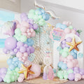 Mermaid Party Decorations 142pcs Macaron Pink and Purple Balloon Garland with Starfish Shell Fish Tail Foil Balloon for Summer Under the Sea Baby Shower Birthday Party Supplies