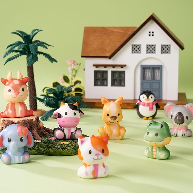Party Favors for Kids 24PCS Safari Animal Squishy Toys,Goodie Bag Stuffers, Pinata Stuffers,Birthday Gifts for Boys & Girls,Treasure Chest Prizes,Classroom Prizes for Kids