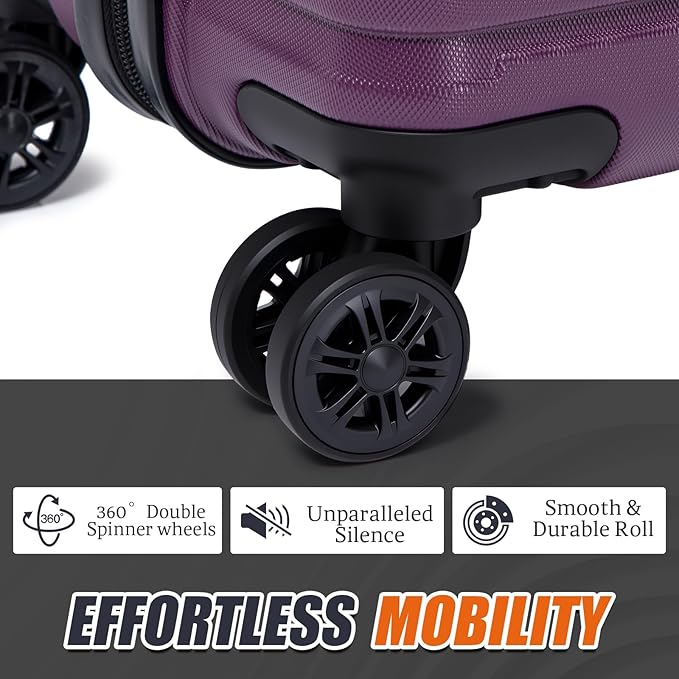 Cosbarn Luggage Sets 5 Piece Suitcases with Wheels, Suitcase Set ABS Hard Case Luggage with Spinner Wheels Durable Travel Luggage
