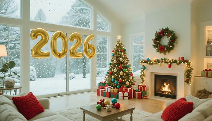 2026 Gold Numbers Balloon 40 Inch, Happy New Years 2026 Balloons for Nye Decor Party, 2026 Digital Balloon Graduation Decoration Supplies