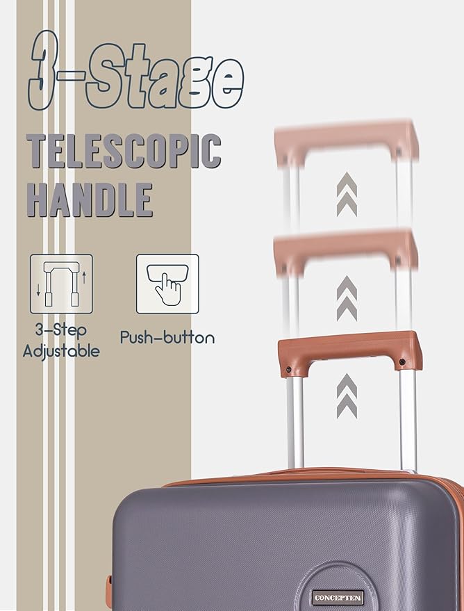 CONCEPTEN Luggage Sets 5 Piece, Suitcases with Wheels, Hardshell Suitcase Set, ABS Carry on Luggage Set with TSA Lock, Travel Luggage